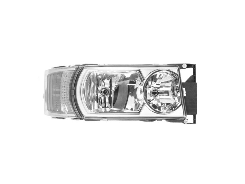 PROIETTORE DESTRA SCANIA Serie R2010 OE 2000057 BASE CROMATA ELETTRICO SENZA LAMPADINA (LED-H1-H21W-H7) LUCE DIURNA CON MOTORE