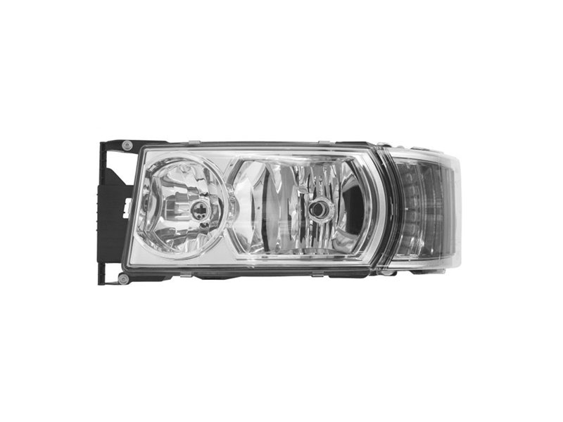 PROIETTORE SINISTRA SCANIA Serie R2010 OE 1949888 BASE CROMATA MANUALE SENZA LAMPADINA ALOGENO LUCE DIURNA (LED-H1-H21W-H7)