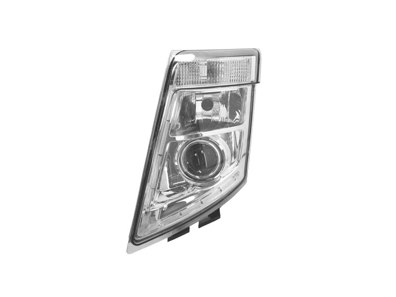 PROIETTORE SINISTRA VOLVO FH3 OE 82304599 - 21123523 BASE CROMATA MANUALE (H7-PY21W-LED) SENZA LAMPADINA