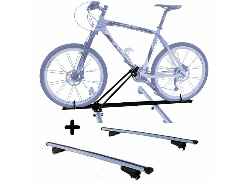 Set Portabici tetto + Barre per DAEWOO TACUMA / REZZO 2005 leggero e compatto con Chiave Barre 110 CM c/Serratura + Kit Attacchi