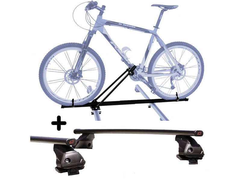 Kit Portabici tetto + Barre per DACIA LOGAN dal 2004 al 2008 leggero con Chiave Barre 110 CM + Kit Attacchi montaggio facile