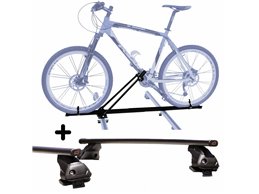 Portabici tetto Auto + Barre per RENAULT MEGANE COUPE del 2009 leggero con Chiave Barre 127 CM + Kit Attacchi montaggio facile