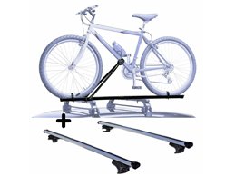 Set Portabici tetto + Barre per DAEWOO NUBIRA SW dal 2003 in Acciaio semplice da montare Barre 110 CM c/Serratura + Kit Attacchi