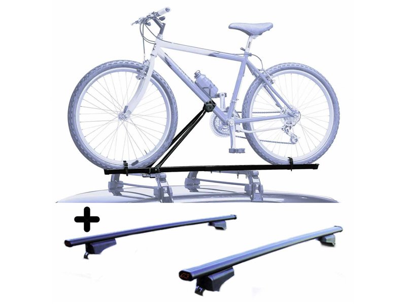 Set Portabici tetto + Barre per SSANGYONG REXTON del 2007 2013 in Acciaio robusto Barre 110 CM + Kit Attacchi montaggio facile