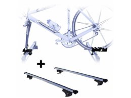 Set Portabici tetto + Barre per AUDI A4 AVANT 2001-2008 Attacco alla Forcella universale Barre 110 CM c/Serratura + Kit Attacchi