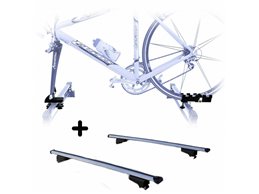 Set Portabici tetto + Barre per NISSAN PATHFINDER 2005 Attacco alla Forcella universale Barre 110 CM c/Serratura + Kit Attacchi