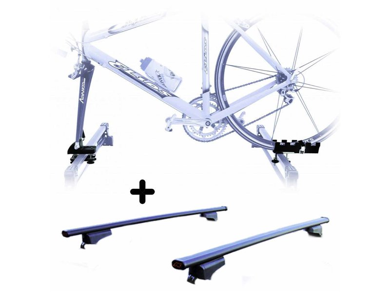 Set Portabici tetto + Barre per DACIA DUSTER 2022 Attacco alla Forcella universale Barre 110 CM + Kit Attacchi montaggio facile