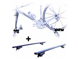 Set Portabici tetto + Barre per FORD ESCORT SW Attacco alla Forcella universale Barre 110 CM + Kit Attacchi montaggio facile