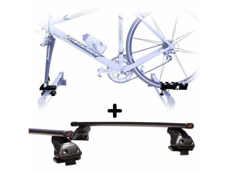 Portabici tetto Auto + Barre per DACIA LOGAN 2004 Attacco alla Forcella universale Barre 110 CM + Kit Attacchi montaggio facile