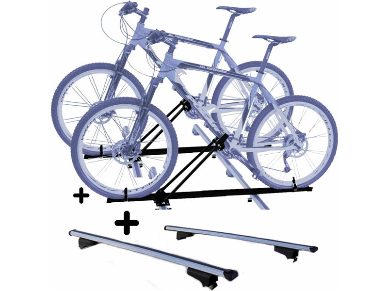 Set 2 Portabici tetto + Barre per SANDERO STEPWAY dal 2020 in poi universali con Chiavi Barre 110 CM c/Serratura + Kit Attacchi