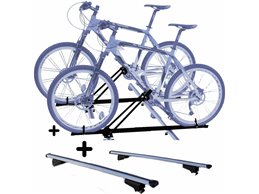 Set 2 Portabici tetto + Barre per CHEVROLET TACUMA/REZZO del 2005 universali con Chiavi Barre 110 CM c/Serratura + Kit Attacchi