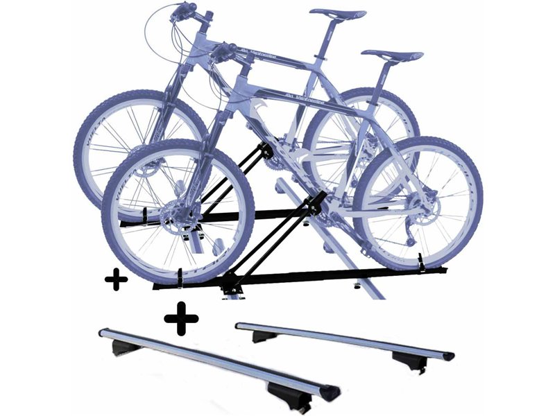 Set 2 Portabici tetto + Barre per FORD KA+ ACTIVE del 2018 leggeri e versatili c/Chiavi Barre 110 CM c/Serratura + Kit Attacchi