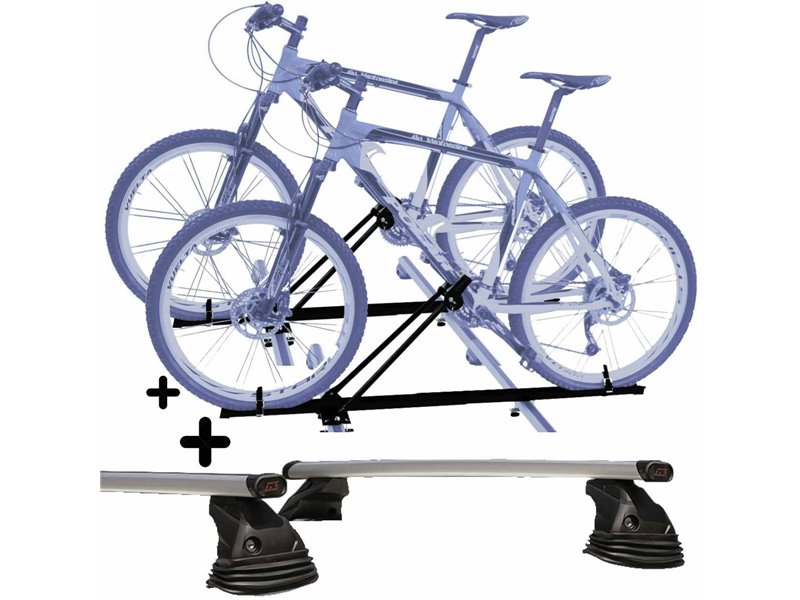 Set 2 Portabici tetto + Barre per DACIA LOGAN dal 2004 al 2008 universali c/Chiavi Barre 110 CM c/Kit Attacchi montaggio facile