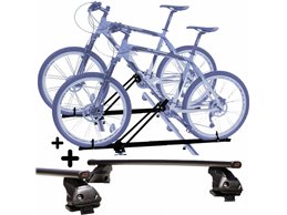 Kit 2 Portabici tetto + Barre per OPEL CORSA dal 2006 al 2018 universali con Chiavi Barre 110 CM + Kit Attacchi montaggio facile