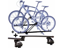 Kit 2 Portabici tetto + Barre per RENAULT CLIO dal 2013 al 2018 universali c/Chiavi Barre 127 CM + Kit Attacchi montaggio facile