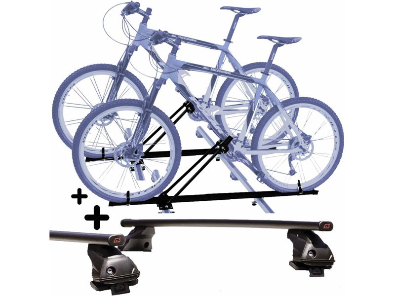 Kit 2 Portabici tetto + Barre per RENAULT CLIO dal 2013 al 2018 universali c/Chiavi Barre 127 CM + Kit Attacchi montaggio facile