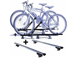 Set 2 Portabici tetto + Barre per VOLVO 740 dal 1982 al 1992 in Acciaio versatili Set Barre da 127 CM c/Serratura + Kit Attacchi