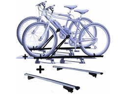 Set 2 Portabici tetto + Barre per PEUGEOT 4007 dal 2007 in poi in Acciaio versatili Barre 127 CM c/Serratura + Kit Attacchi