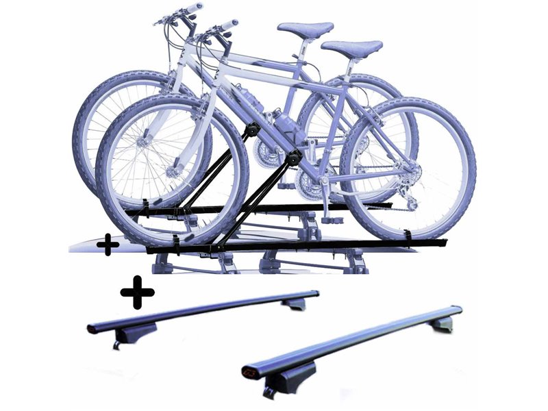 Set 2 Portabici tetto + Barre per TACUMA / REZZO del 2005 in Acciaio versatili Barre 110 CM + Kit Attacchi montaggio facile