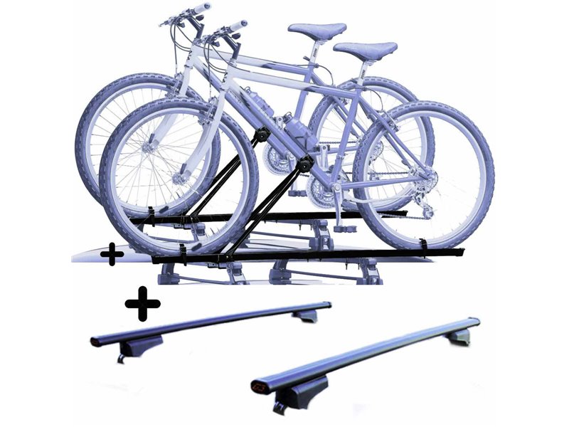Set 2 Portabici tetto + Barre per VOLVO XC40 dal 2018 in poi in Acciaio versatili Barre 127 CM + Kit Attacchi montaggio facile