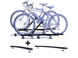 Set 2 Portabici tetto + Barre per JAGUAR X-TYPE 2004 in Acciaio montaggio immediato Barre 122 CM + Kit Attacchi montaggio facile