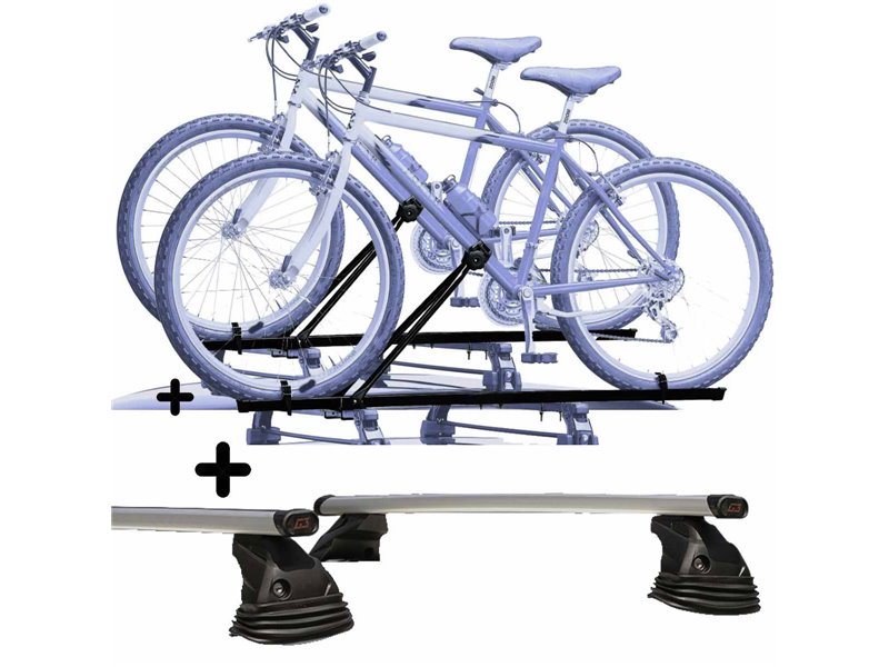 Set 2 Portabici tetto + Barre per LANCIA LYBRA SW 1999 in Acciaio facili da montare Barre 110 CM c/Kit Attacchi montaggio facile