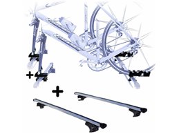 Set 2 Portabici tetto + Barre per MAZDA 5 2005 5P Attacco alla Forcella universali Barre 110 CM c/Serratura Kit Attacchi inclusi