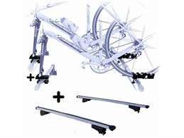 Set 2 Portabici tetto + Barre per AUDI 100 AVANT 1994 Attacco alla Forcella universali Barre 110 CM c/Serratura + Kit Attacchi