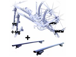 Set 2 Portabici tetto + Barre per LANCIA MUSA 2004 Attacco alla Forcella universali Barre 127 CM + Kit Attacchi montaggio facile