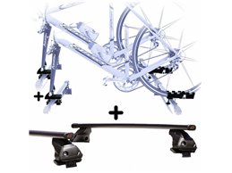 Kit 2 Portabici tetto + Barre per OPEL ADAM 2012 Attacco alla Forcella universali Barre 110 CM + Kit Attacchi montaggio facile