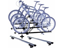 Set 3 Portabici tetto + Barre per AUDI A4 AVANT dal 2001 al 2008 compatti con Chiavi Barre 110 CM c/Serratura + Kit Attacchi