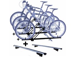 Set 3 Portabici tetto + Barre per SANDERO STEPWAY dal 2020 in poi compatti con Chiavi Barre 110 CM c/Serratura + Kit Attacchi