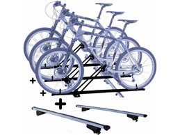 Set 3 Portabici tetto + Barre per BMW SERIE 3 Touring 2004-2022 compatti con Chiavi Barre 127 CM c/Serratura + Kit Attacchi