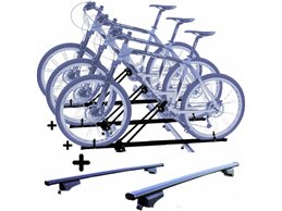 Set 3 Portabici tetto + Barre per SANDERO STEPWAY dal 2020 in poi compatti c/Chiavi Barre 110 CM + Kit Attacchi montaggio facile