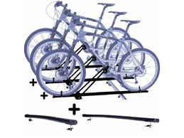 Set 3 Portabici tetto + Barre per KIA CLARUS dal 2001 in poi compatti con Chiavi Barre 122 CM + Kit Attacchi montaggio facile