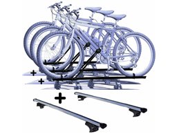 Set 3 Portabici tetto + Barre per MAZDA 5 dal 2005 al 2007 5P in Acciaio robusti Set Barre da 110 CM c/Serratura + Kit Attacchi