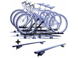 Set 3 Portabici tetto + Barre per ALFA 159 SPORTWAGON del 2005 in Acciaio robusti Barre 127 CM + Kit Attacchi montaggio facile