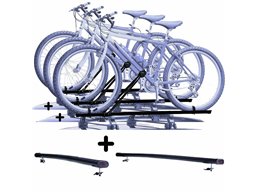 Set 3 Portabici tetto + Barre per SSANGYONG REXTON in Acciaio regolabili robusti Barre 122 CM + Kit Attacchi montaggio facile