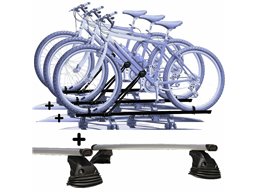 Set 3 Portabici tetto + Barre per FORD MONDEO 2000 4P in Acciaio regolabili robusti Barre 127 CM c/Kit Attacchi montaggio facile