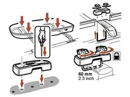 Kit fissaggio BOX tetto Auto. Ricambi di Viti e Clips per montare Baule portatutto su Barre max 60 MM