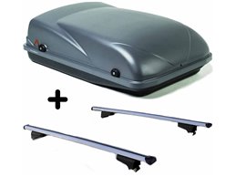 Set BOX tetto con Barre per SKODA KODIAQ dal 2017 al 2020 capiente 300 Litri in Grigio scuro con Chiavi Barre 127 CM c/Serratura