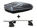 Set BOX + Barre Portatutto per MERCEDES GLK dal 2008 in poi capiente 300 Litri Grigio con Chiavi Barre 127 CM + Kit Attacchi