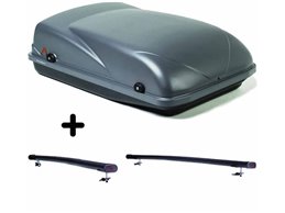 Set Baule + Barre Auto per KIA SPORTAGE dal 1996 al 2010 capiente 300 Litri Colore Grigio con Chiavi Barre 122 CM + Kit Attacchi