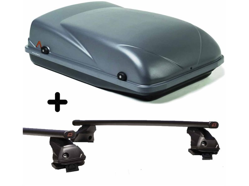 Set Baule tetto + Barre per KIA PROCEED dal 2006 al 2012 capiente 300 Litri Colore Grigio con Chiavi Barre 110 CM + Kit Attacchi