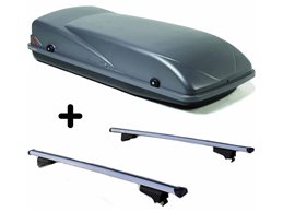 Set BOX + Barre Portatutto per NISSAN PATHFINDER 2005-2010 3/5P capiente 355 Litri Grigio con Chiavi Barre 110 CM c/Serratura