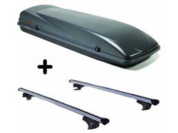 Set BOX + Barre Portatutto per BMW SERIE 3 Touring 1999-2011 capiente 410 Litri Grigio con 2 Serrature Barre 127 CM c/Serratura