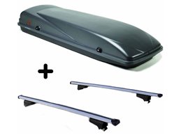 Set BOX + Barre Portatutto per FORD MONDEO SW dal 2000 al 2013 capiente 410 Litri Grigio con Chiavi Barre 110 CM c/Serratura