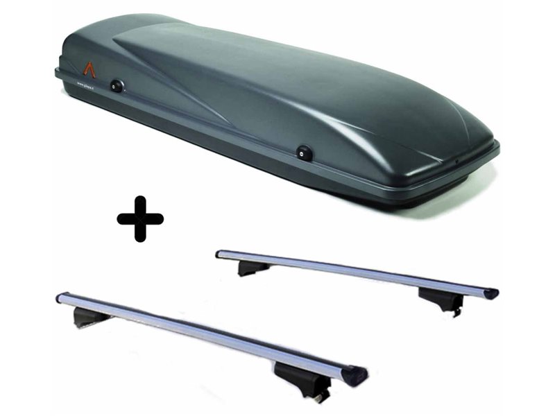 Set BOX tetto con Barre per BMW SERIE 3 Touring 2004-2022 capiente 410 Litri in Grigio scuro con Chiavi Barre 127 CM c/Serratura