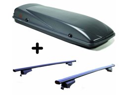 Set BOX + Barre Portatutto per CITROEN C-CROSSER dal 2007 capiente 410 Litri Grigio con 2 Serrature Barre 110 CM + Kit Attacchi