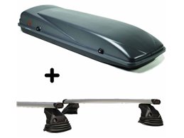 Set Baule tetto + Barre per CITROEN XSARA PICASSO 2004-2008 capiente 410 Litri Grigio con Chiavi Barre 110 CM c/Kit Attacchi